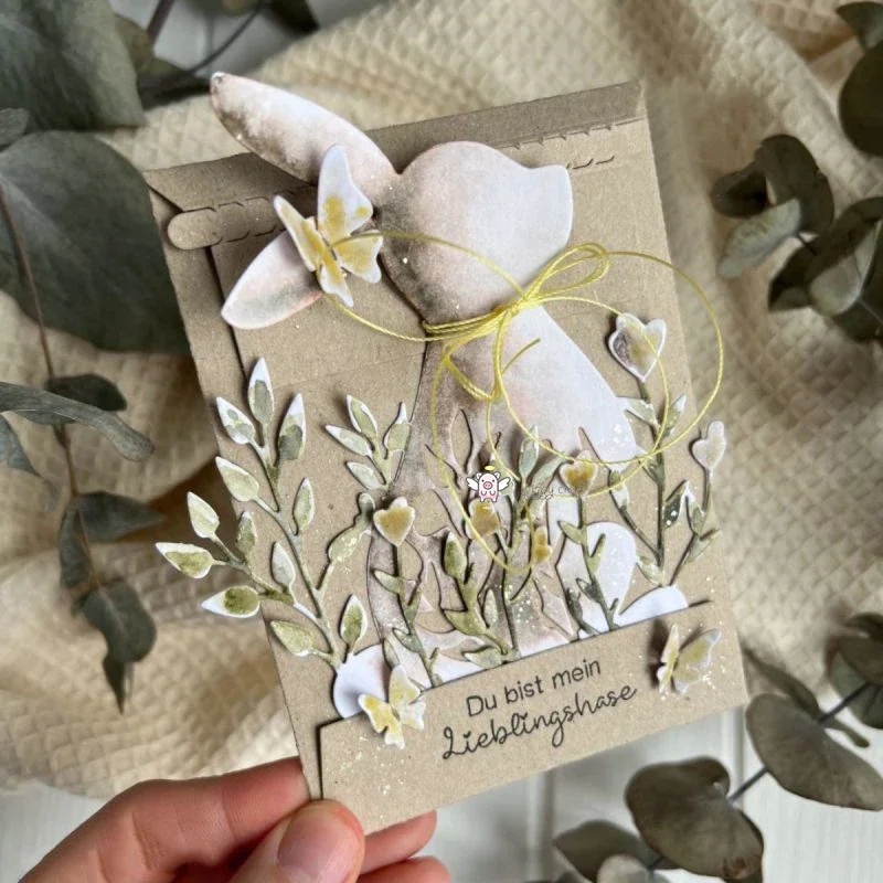 แม่พิมพ์ไดคัทที่ตัดลายกระดาษโลหะสำหรับงานหัตถกรรมแบบใหม่สำหรับงานประดิษฐ์กระดาษสมุดภาพรูปกระต่ายกระต่ายดอกไม้อีสเตอร์ลายฉลุ