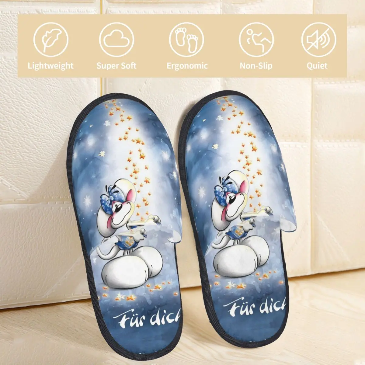 D-Diddles شبشب منزل غير قابل للانزلاق Diddl Catoon شبشب منزلي ناعم من الفرو شرائح غرفة المعيشة #2