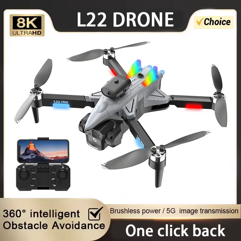 L22 Pro الطائرة بدون طيار ستة محاور التحكم عن بعد مقبض الطائرات HD 8K التصوير الطائرات بدون طيار التدفق البصري الارتفاع تثبيت ألعاب هليكوبتر الهدايا