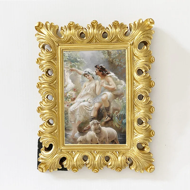 

European-Style Embossed American Gold Resin Photo Frame French Soft Decoration Sample Room Decoration Table Resin Photo Frame De