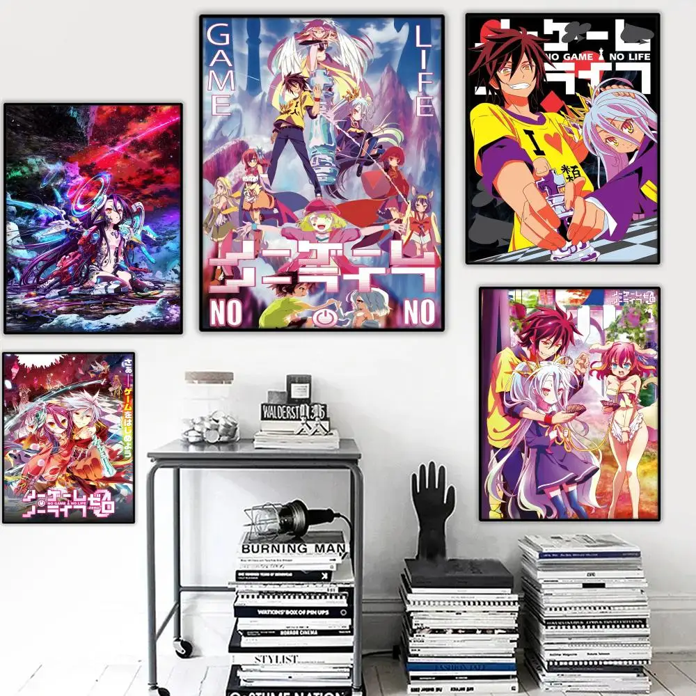 No G-Game No L-Life anime Poster Stickers Mural Painting Self-Adhesive Wall Decals for Bedroom Living Room Home HD Decor Gift