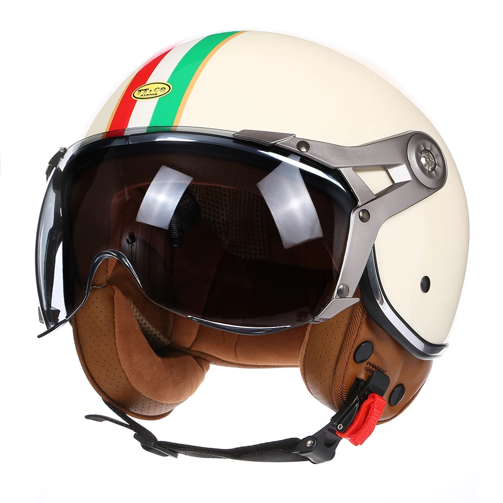 New Dot Approved Handmade Leather Vintage Helmet Scooter Jet Man Women Casque Capacete Moto Vespa Helmet Cafe Racer Helmets Kask