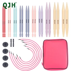 QJH 10 Size ABS Plastic Interchangeable Knitting Needle Set Circular Knitting Needles Set - US 5-15 (Caspian) Pu Bag