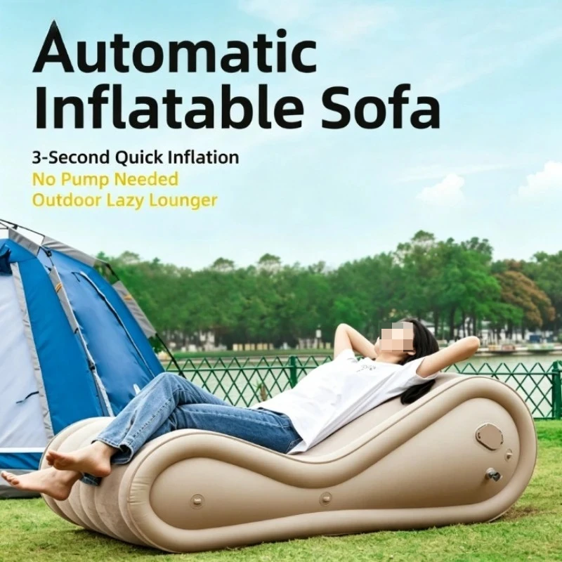 Portable Outdoor Inflatable Sofa Lazy Air Pad Inflatable Camping Supplies Outdoor Lunch Break Leisure Automatic Inflatable Bed