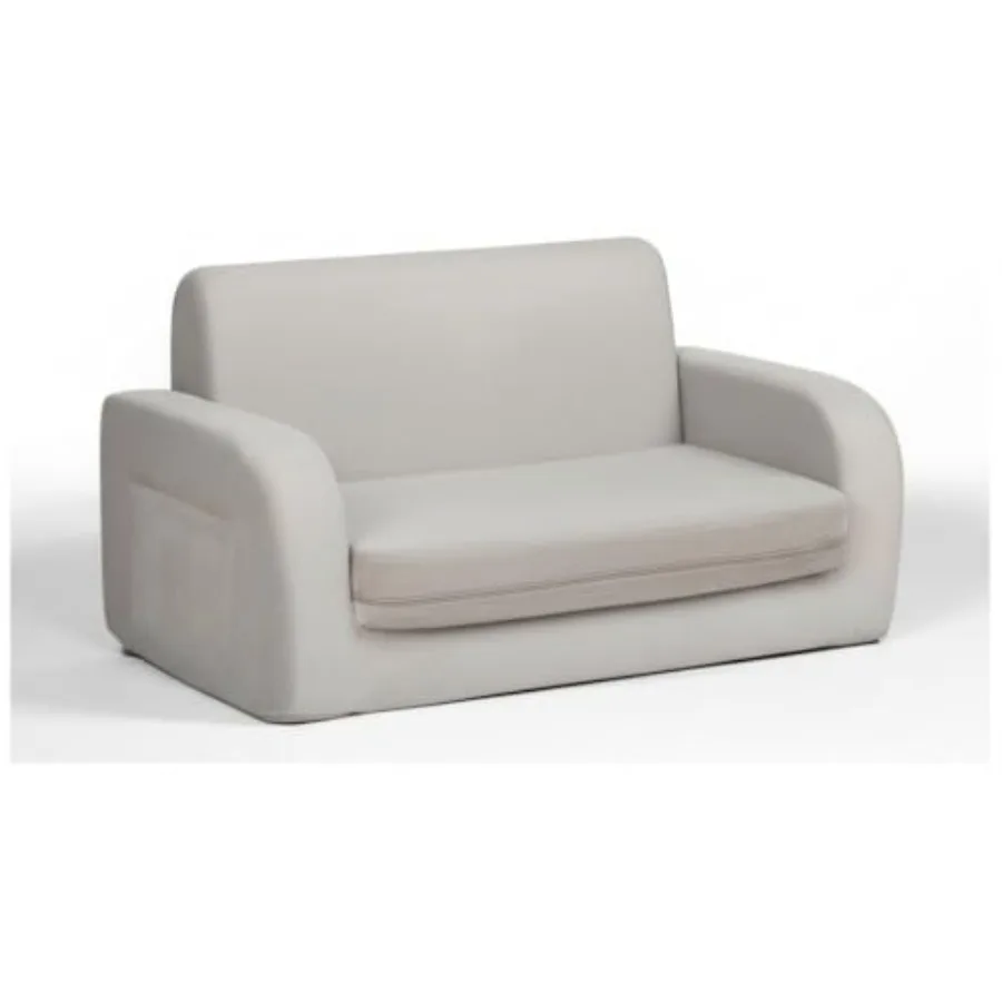 

3-in-1 Extra Wide Convertible Couch, Flip Open Toddler Couch to Lounger, Comfy Toddler Chair, Machine-Washable Sofa for Girls,