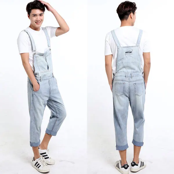 27-46 New Men Women's Clothing Taper Denim Bib Pants Trend The Loose Plus Size Jumpsuit Trousers Plus Size Singer Costumes