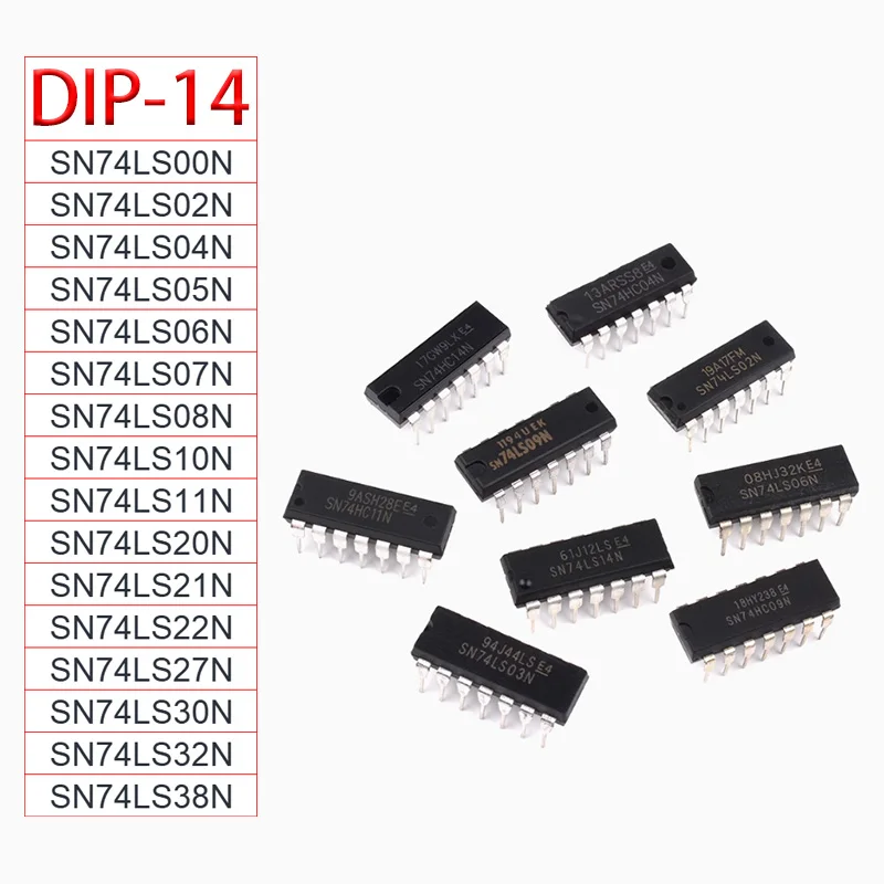 SN74 series SN74LS SN74LS00N 02/04/05/06/07/08/10/11/20/21/22/27/30/32/38N DIP-14 chips 10PCS