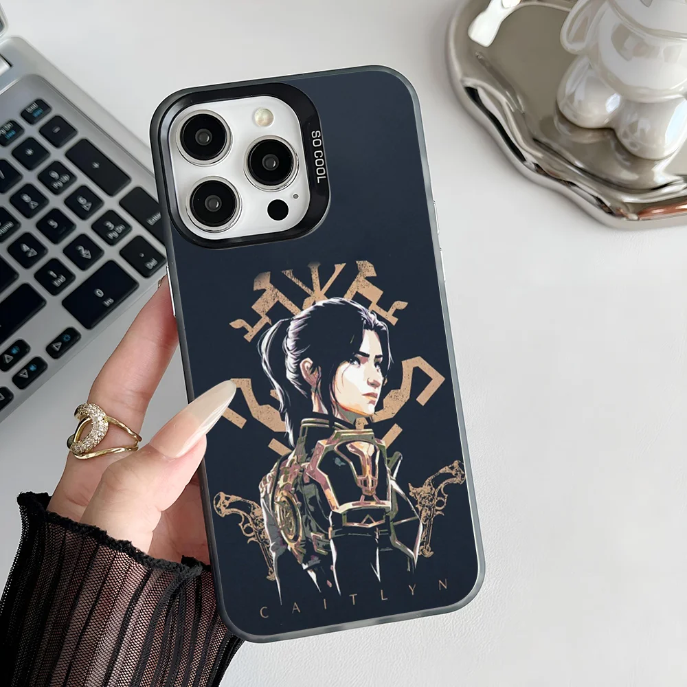 Epc Game Caitlyn A- Arcane L-Lol جراب هاتف IMD جراب هاتف آيفون 16 15 14 13 12 11 Pro Max Plus غطاء فضي اللون #6