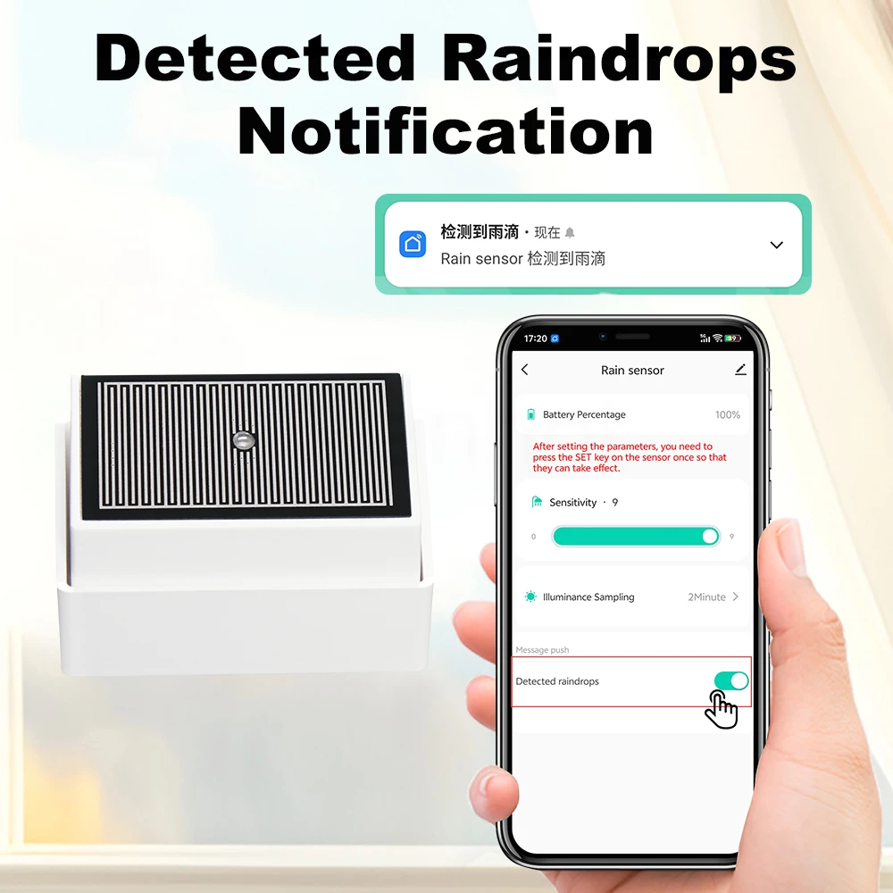 Smart Zigbee3.0 Zigbee2MQTT Rain Sensor With Sunlight Detector Controlled IPX4 Waterproof For Home Outdoor Automation