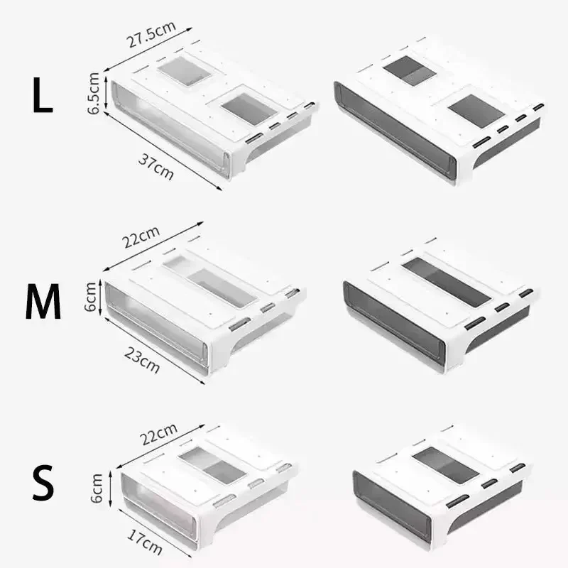 Drawer Type Storage Box Under Desk Punch Free Self Stick Desktop Organizer Invisible Office Stationery Sundries Storage Drawer