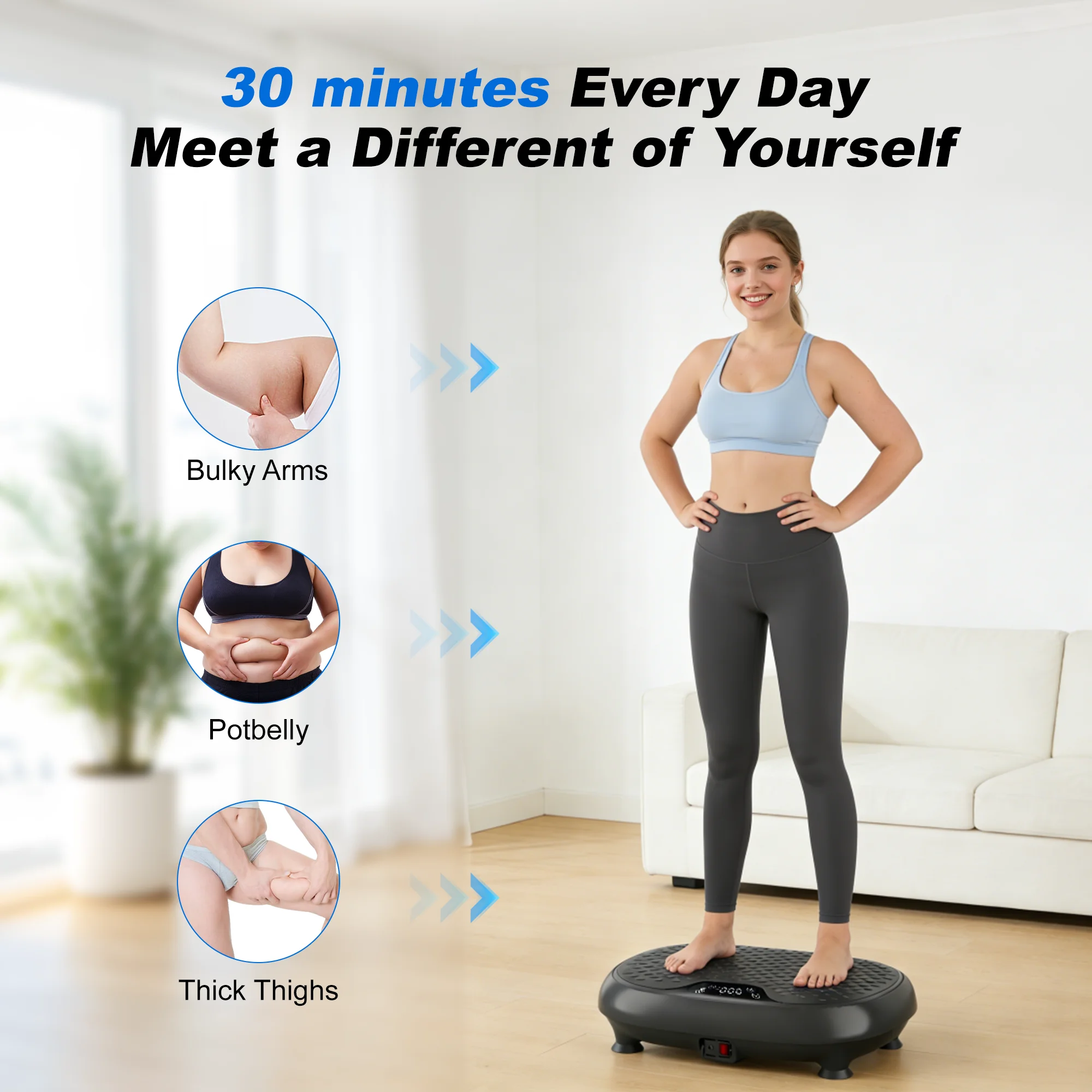 LEERCON Vibration Fitness Plate—Features 20 Speed Settings, a 330-Pound Weight Capacity, and Full-Body Vibration Support; Equipped with an LED Display for Calorie Monitoring This Is a Compact Piece of Home Fitness equipment Designed Specifically for Women