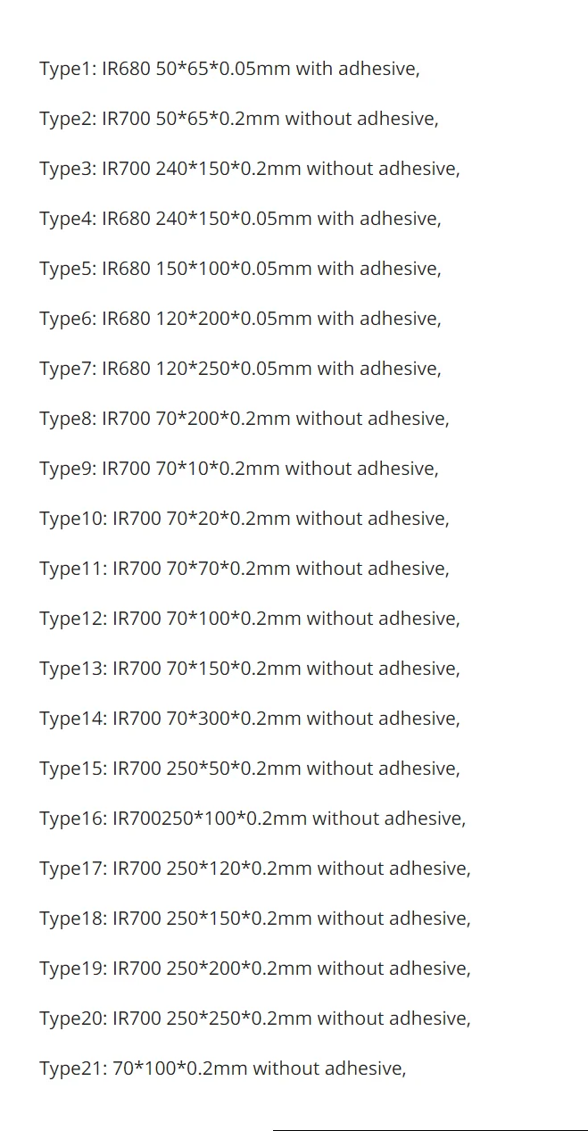 Ultra-thin Optical Plastic Film Filter Film Blocks Visible Light Infrared Transmission Infrared Light Transmission