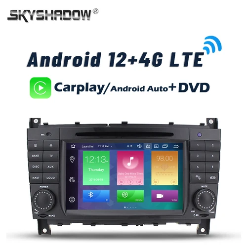 Carplay dsp lte ips android 11 8ギガバイト + 128グラム8 dvdプレーヤーrdsラジオgps bluetooth 5.0 wifiベンツW203 W209 W219 2004 -2011