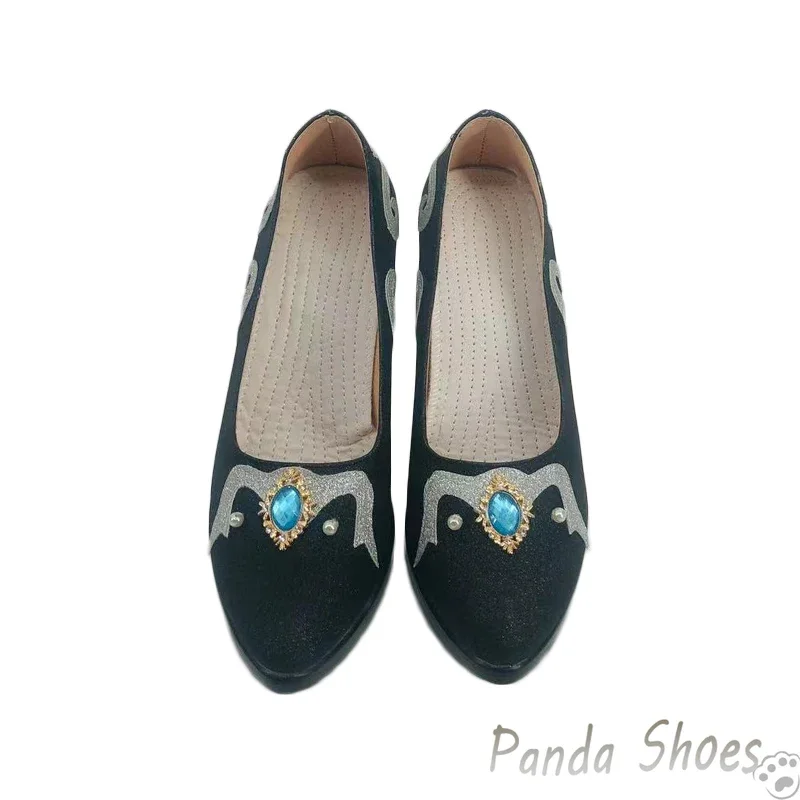 ماري تأثيري أحذية أنيمي لعبة الهوية الخامس الأحذية السوداء الدموية الملكة ماري تأثيري حلي الدعامة أحذية لحفلة الهالوين