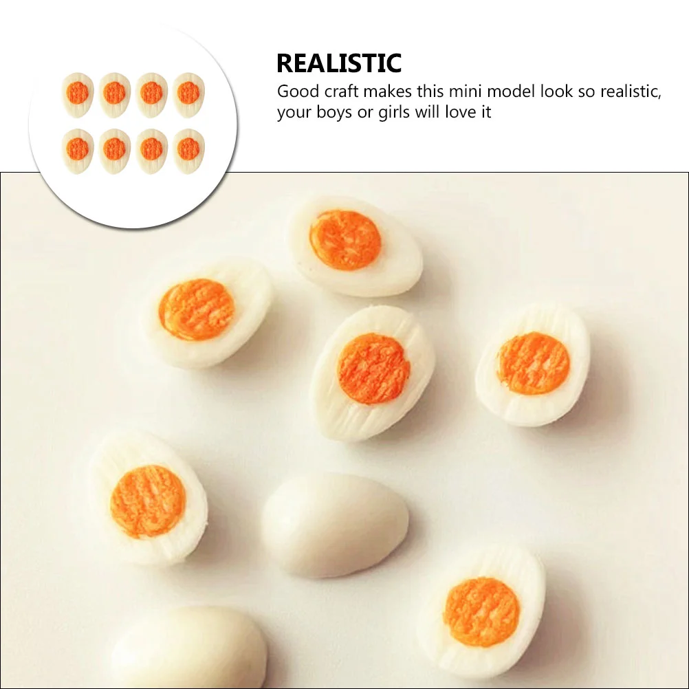 8pcs Miniature Boiled Eggs PVC Mini Models Realistic Craft Toys Portable Decor naments Kitchen Accessories Miniature