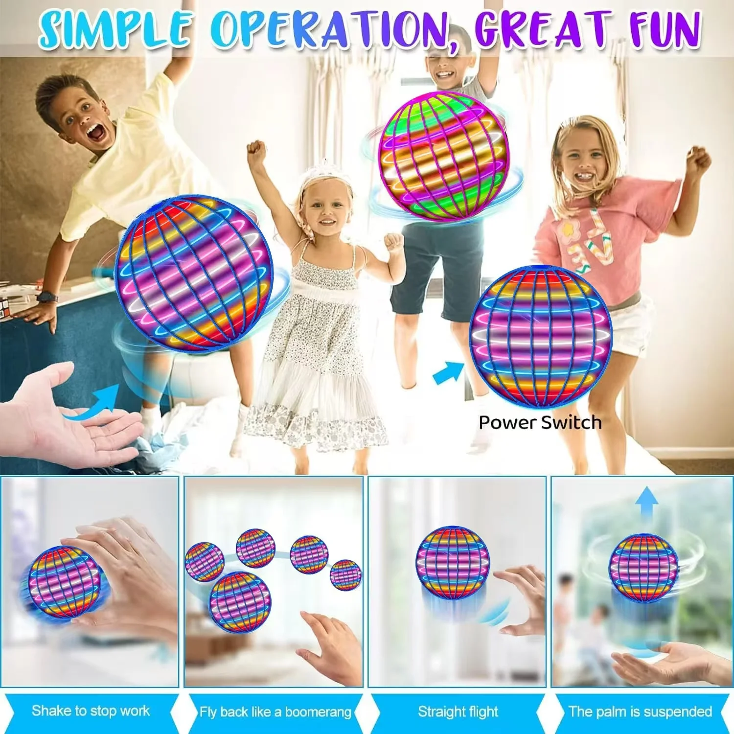 Bola mágica AL, juguetes para niños, juguetes luminosos, juguetes divertidos, pelota voladora, bola del universo interestelar, bola suspendida de retorno automático, regalo