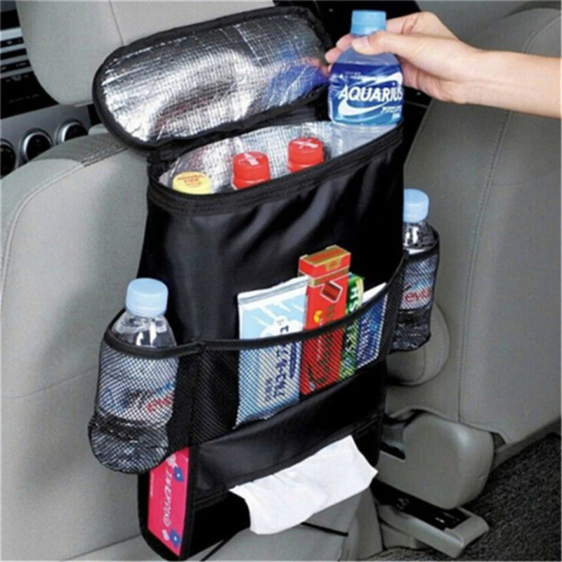 Auto Seat Back Multi-Pocket Ice Pack Bag Hanging Organizer Collector Storage Box Car Interior Accessories Black Stowing Tidying