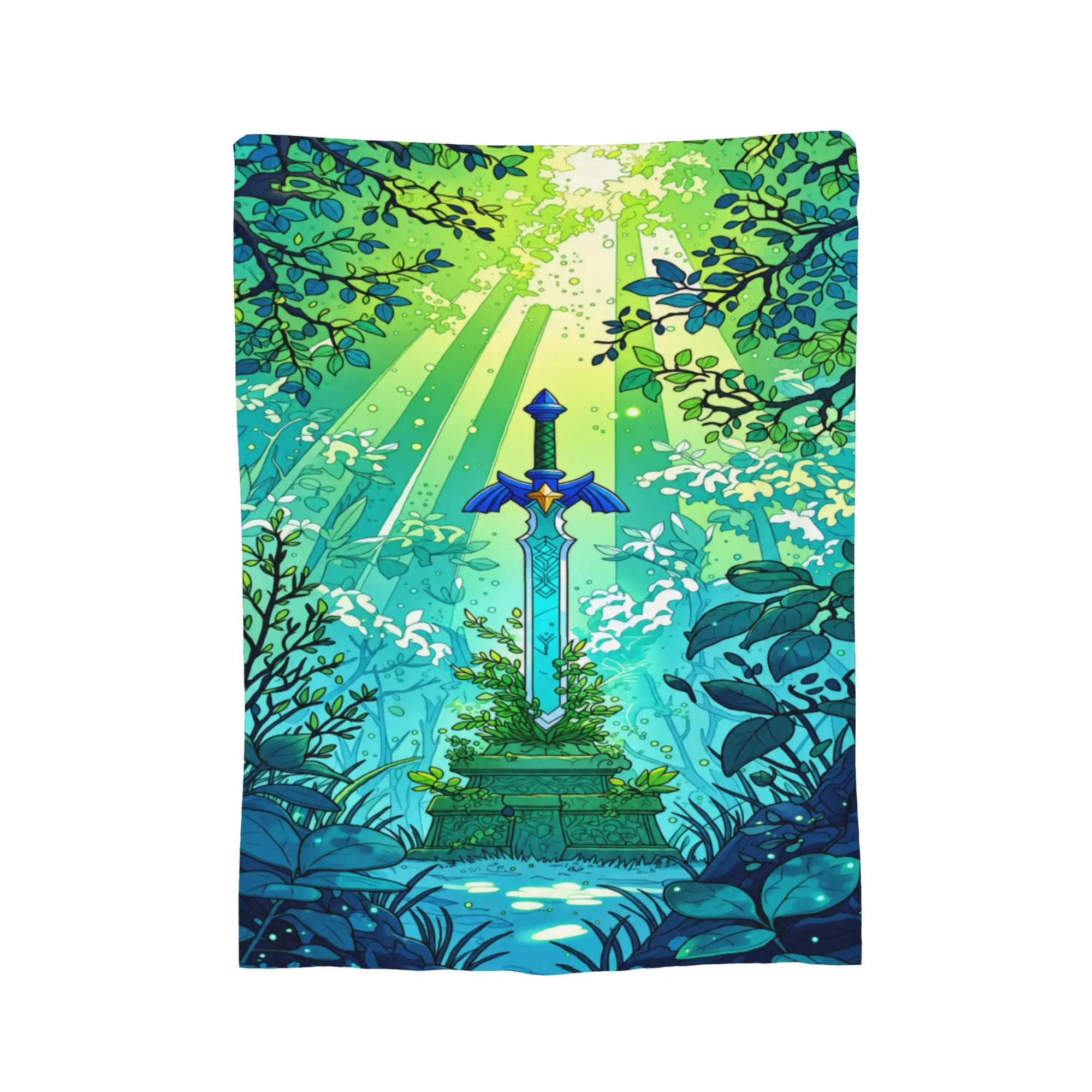 Z-Zeldas Master Sword Scene Warm Soft Blankets  Kids Adult Plush Throw Blanket Print Living Room Flannel Bedspread Bed Cover