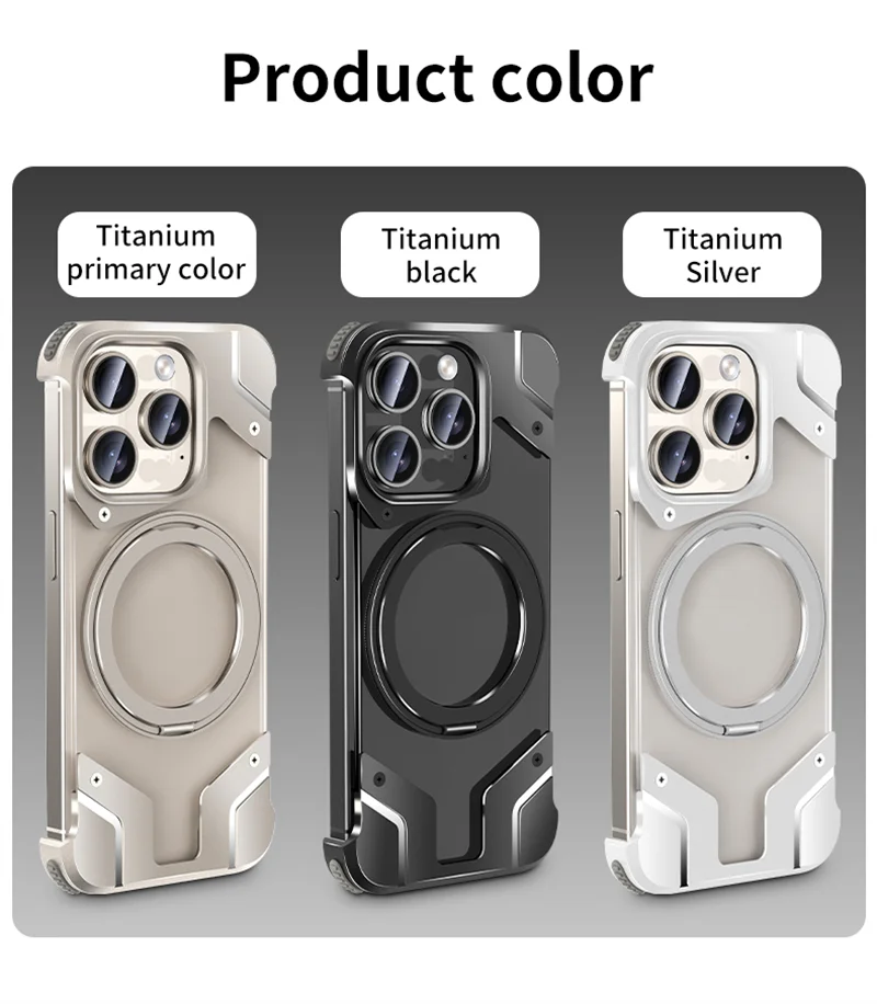 

Magnetic Borderless 360 ° Rotating Bracket Mecha Phone Case For iPhone 15 Plus 14 13 Pro Max Detachable Transparent Back Cover