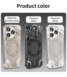 Magnetic Borderless 360° Rotating Bracket Mecha Phone Case For iPhone 16 15 Plus 14 13 Pro Max Detachable Transparent Cover
