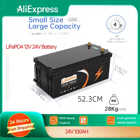 LiFePO4 25.6V 100AH Battery for RV Campers Golf Cart Off-Road Off-grid Solar Solar Wind Rechargeable Battery Without Charger
