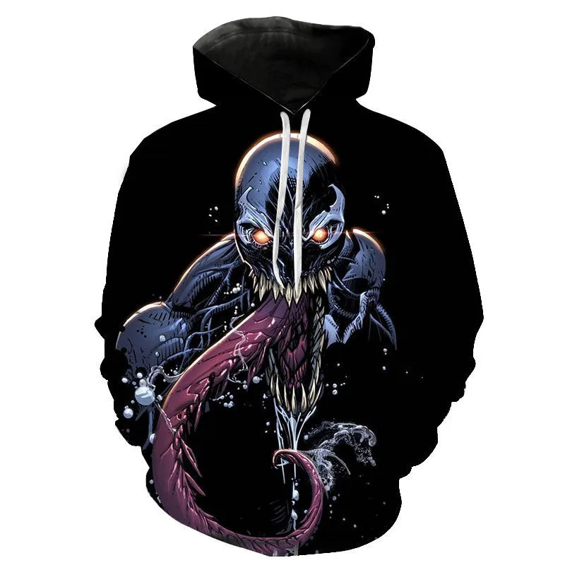 Miniso Hoodies Venom Cartoon Anime 3D Print Streetwear Men Women Fashion Oversized Sweatshirts Kids Pullovers Tracksuits