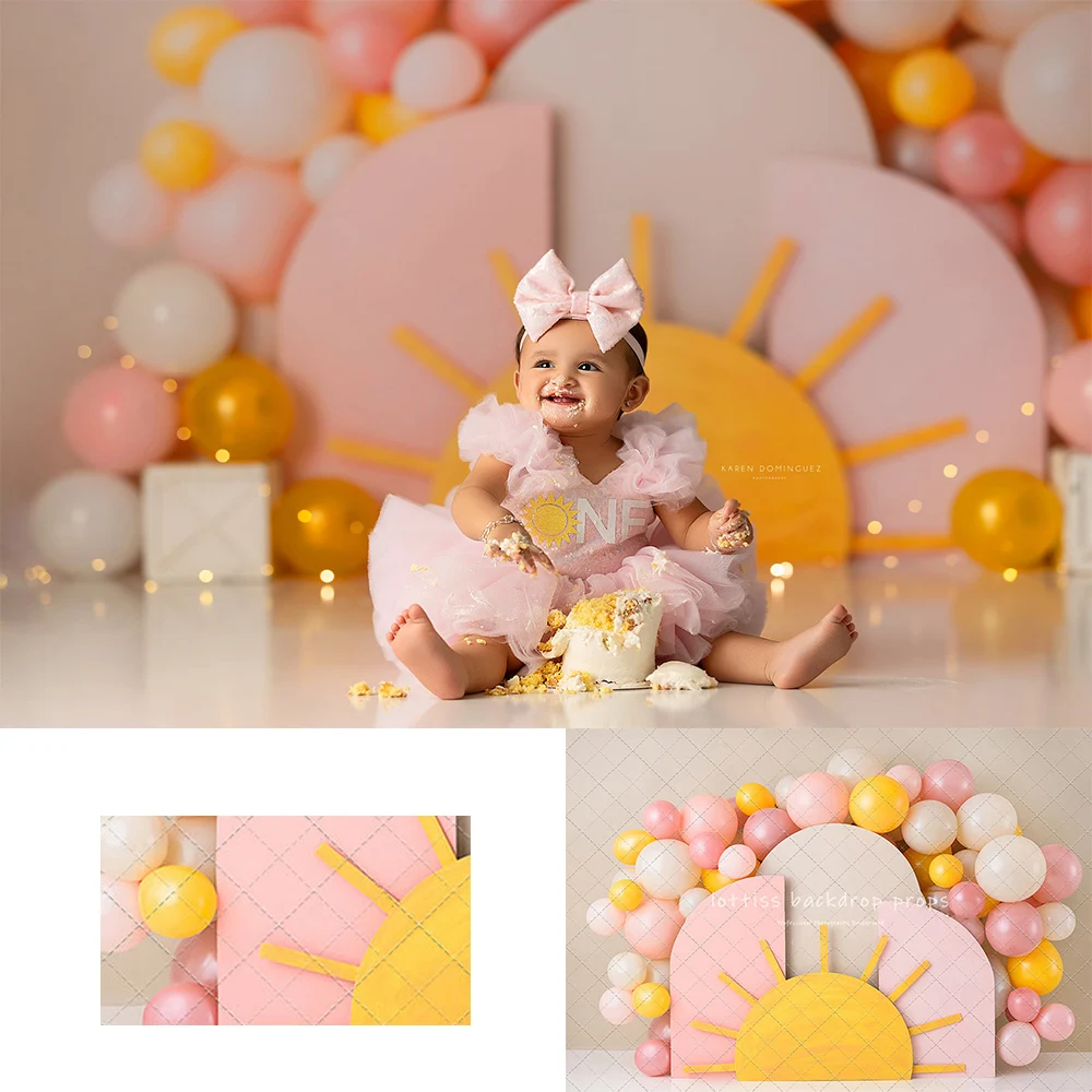 

Boho Sunshine Balloons Backdrops Kids Baby Photography Child Birthday Cake Smash Photocall Backgrounds