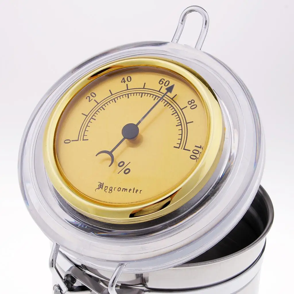 Humidor Jar with Humidifier and Hygrometer - Hold Multiple s - Airtight Stainless Steel Case