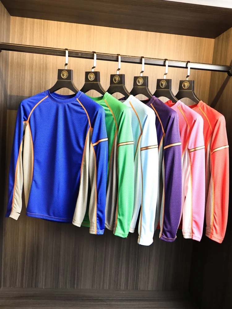 UFP50 High Multiples Sunscreen Quick Dry Long Sleeve T-Shirt Outdoor Sports round Neck Men's Clothing Polyester Spandex Blend