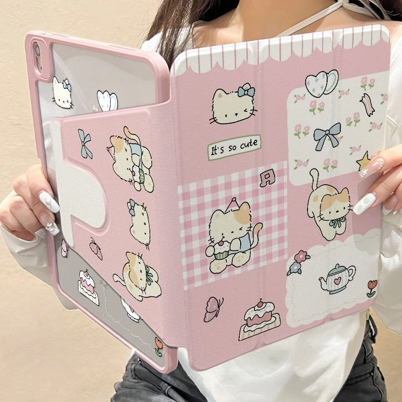 Pencil Slot Funda Case for IPad Air 5th Gen Case 10.2 7th 8th 9th Gen IPad 2017 2018 9.7inch Air6 5 4 10.9 Air 2/3 10.5 Kitten