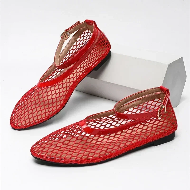 fashion-mesh-breathable-women's-flats-sexy-ankle-strap-buckle-ballet-shoes-hollow-design-soft-sole-non-slip-shoes-for-women