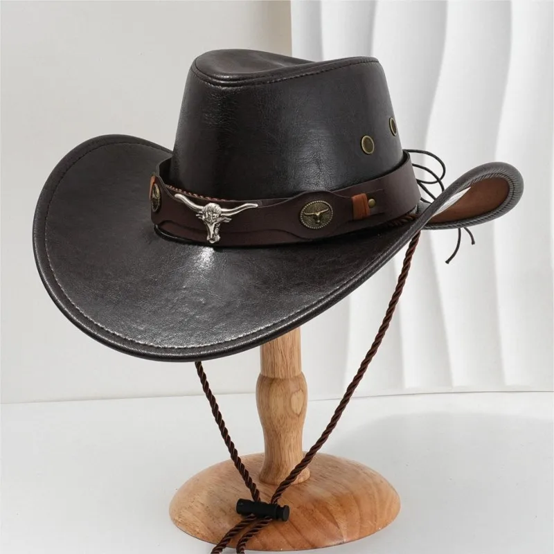 Leather hats men's and women's top outdoor cycling camping travel