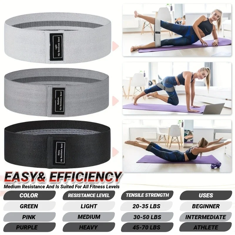 3pcs Resistance Bands Hip Booty Bands Glute Thigh Elastic Workout Squat Circle Stretch Fitness Strips Loops Yoga Gym Equipment