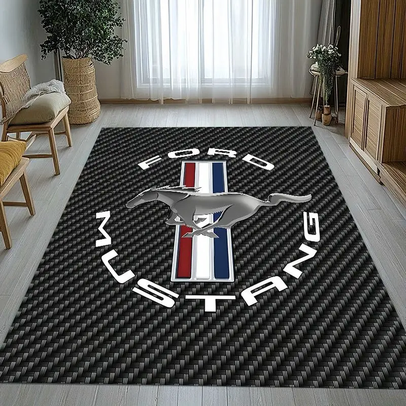 Vintage M-Mustang Racing Biker Garage Soft Non-Slip Large Area Rug for Living Room,Bedroom Carpet Mat for Sofa,Moto Home Decor