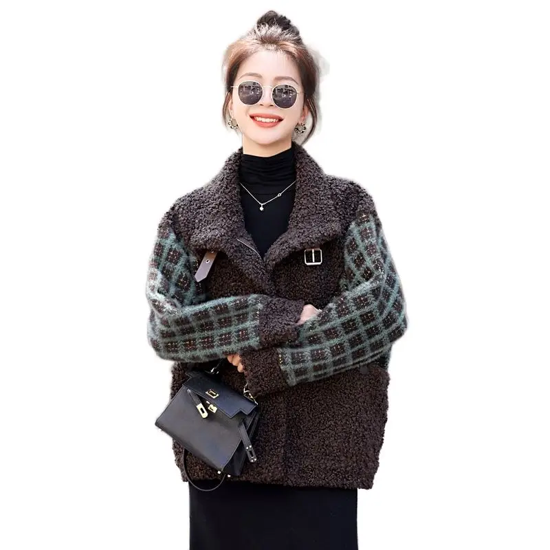 Autumn Winter New Fashion Lapel Simple Korean Version Loose Female Woolen Jacket Fleece Keep Warm Women's Wool Coat