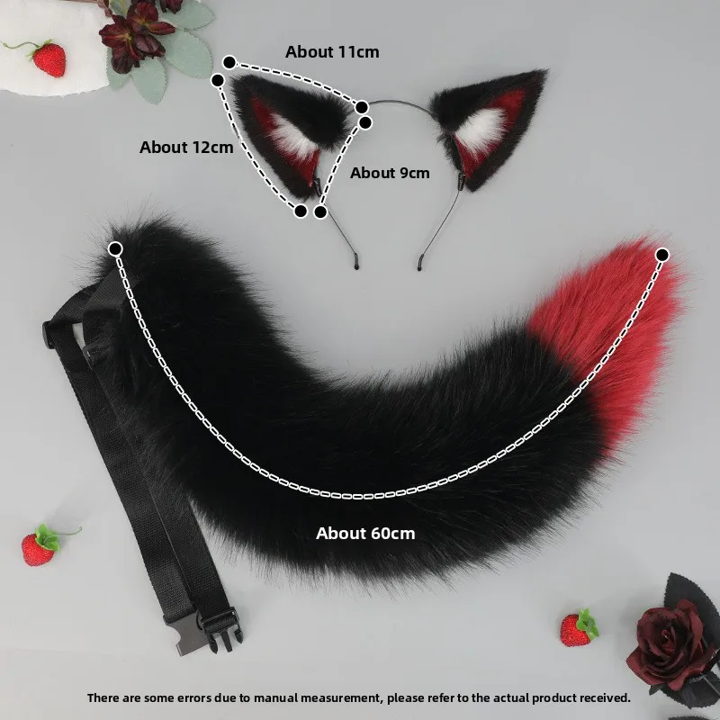 Game Arknights Texas Cosplay Tail and Ears Headwear Men Women Halloween Party Carnival Role Play Props Wolf Tail Black Red