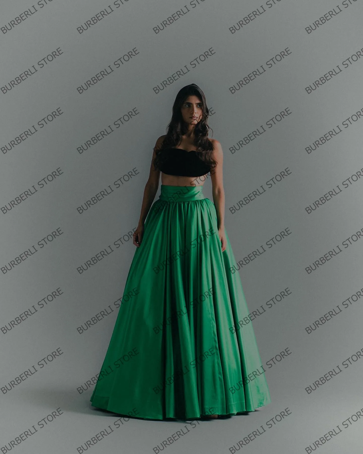 Chic Satin Long Prom Party Skirts Elegant Green Taffeta A Line Women Summer Skirt Floor Length Satin Celebrity Skirts