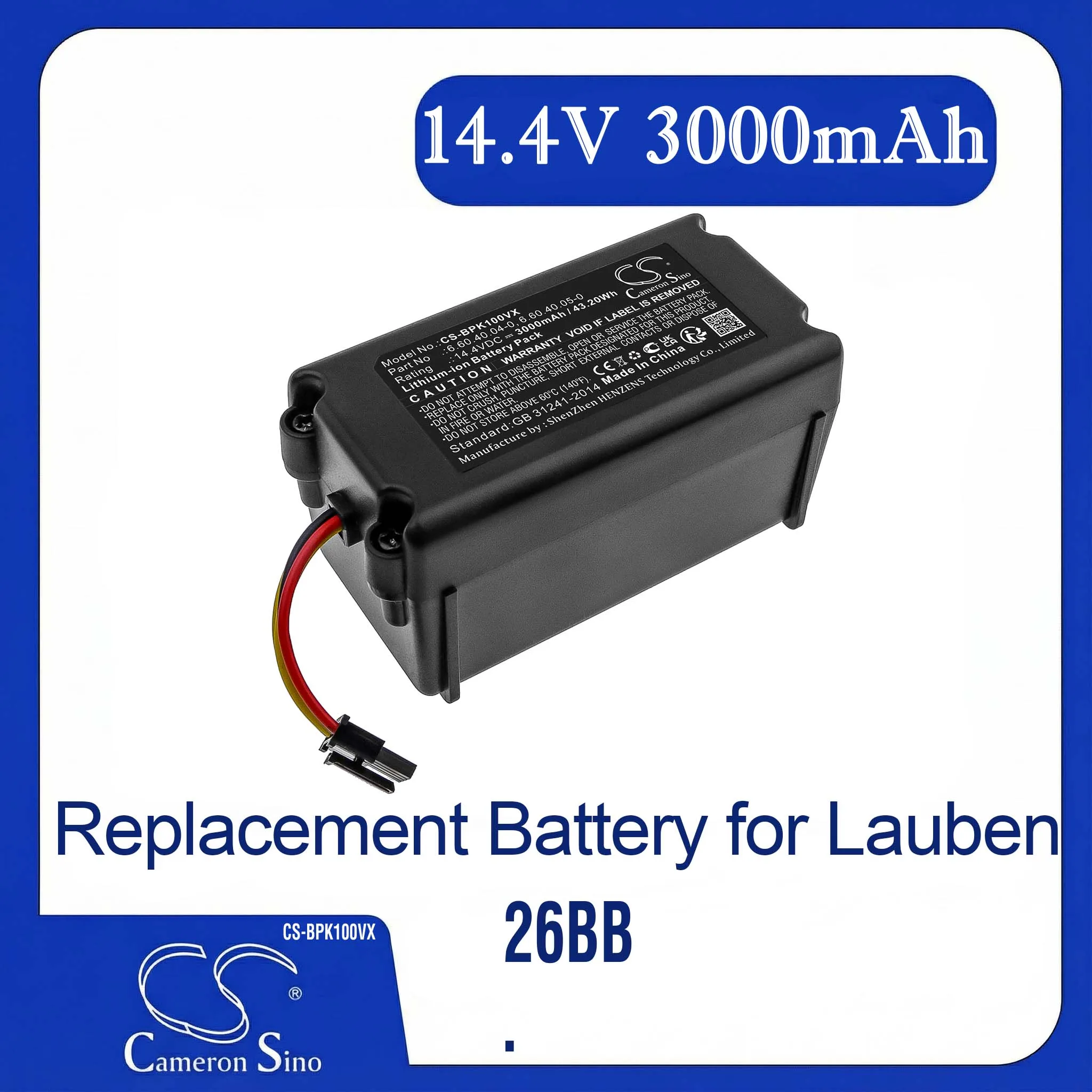 Batería de repuesto para Blaupunkt, Sencor XSMART, BPK-VCBB1XS, XEASY, BPK-VCBB1XE, XPOWER+, BPK-VCBB1XPW+...(14.4V, 3000mAh)