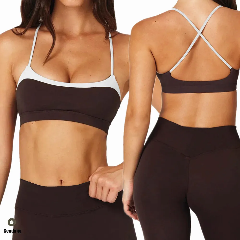 Pad Yoga Bra For Women Pants Running Shorts Contrast Trim High Waist Squat Proof Legging Gym Outfit Pilates Wear XP182