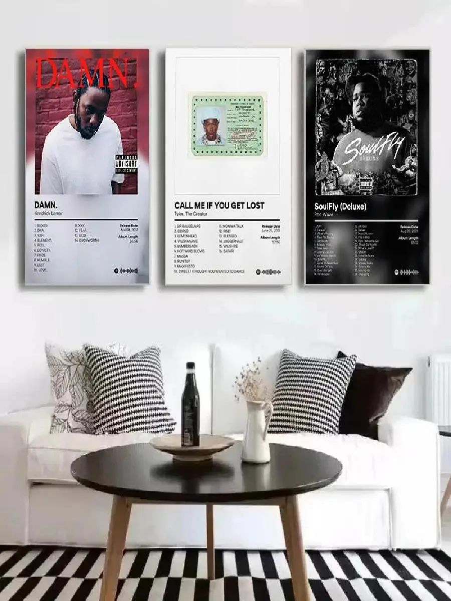 كندريك لامار غلاف الألبوم الملصقات يطبع قماش جدار الفن لغرفة المعيشة ديكور المنزل #2