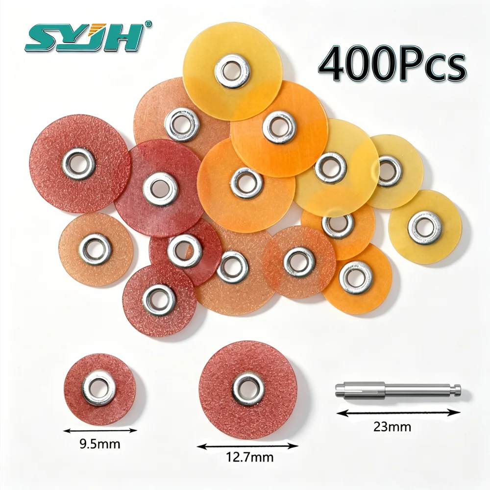 

400Pcs Dental Polishing Discs Set - Composite Finishing & Gross Reduction Contouring Kit with Mandrel Stripes for Restorations