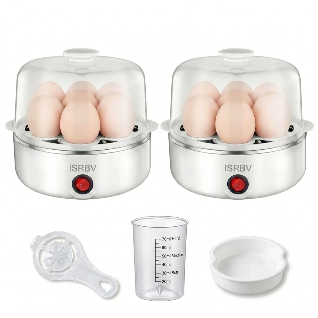 

2pcs ISRBV Dual Layer Microwave Egg Cooker BPA Free Rapid Egg Boiler Poacher