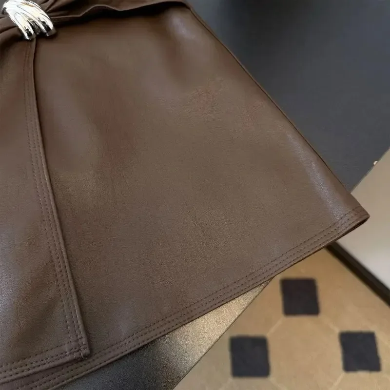 여성용 푸 스커트 솔리드 A라인 가을 겨울 하이웨이스트 미니 스커트 한국 패션 불규칙 디자인 레트로 스커트