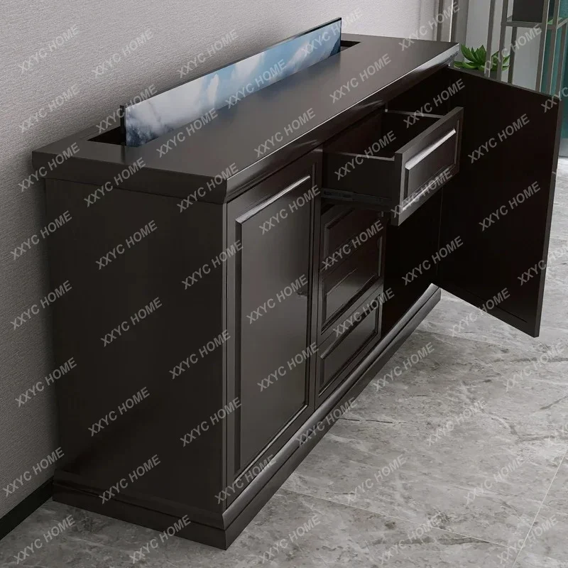 L TV cabinet Chinese partition paint lifting TV hidden electric remote control