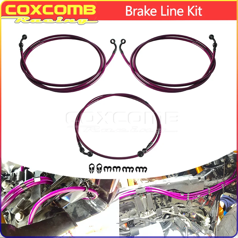 58/62 Inch ABS Upper Lower Brake Line For Harley Road Glide CVO Ultra FLTR FLTRX FLTRXS FLTRXST FLTRU FLTRUSE FLTRKSE 2015-2023