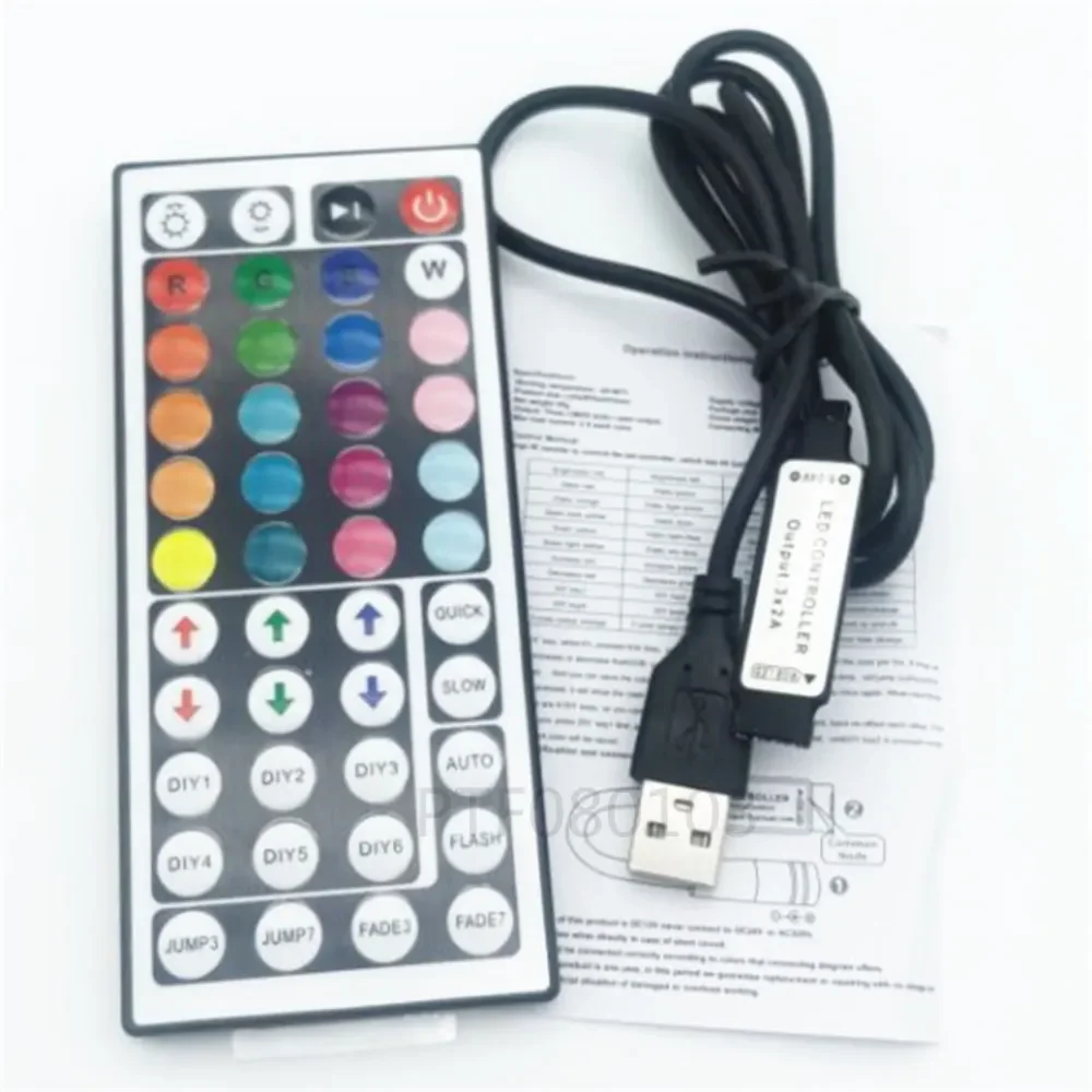 

1-10PCS/Lot 44 Keys LED IR RGB Mini USB Controler For SMD 3528 5050 LED Strip LED Lights Controller IR Remote Dimmer Input