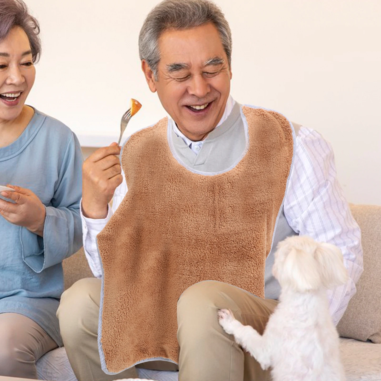 

2Pcs Elderly Bibs Durable Soft Comfortable Mealtime Protection Adaptive Clothing Bib for Seniors Care Adult Bib