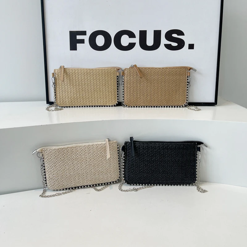 Summer Straw Messenger Bag Woven Fashion Women Clutch Bag Chain Shoulder Bag Beach Tassel Designer Crossbody Bags bolsa feminina