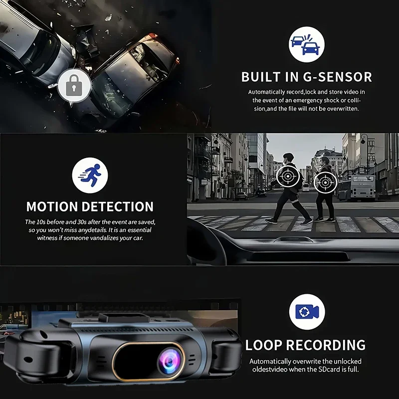CHEGIT 車載 DVR 1440P ダッシュカム 車用 3/4チャンネル ビデオレコーダー 車両用リアビューカメラ ナイトビジョン 車用アクセサリー