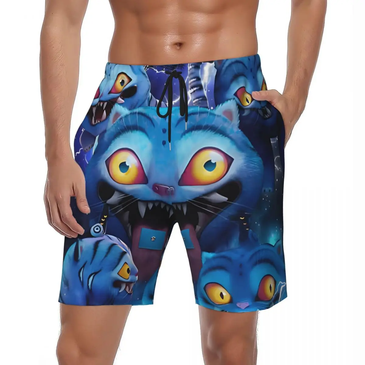 

Купальники Huntrix Big Cat Is My Friend Cute Cat Board Shorts Summer Hawaii Board Short Pants Мужские спортивные быстросохнущие пляжные плавки